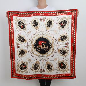 Designer Logo 90*90cm Silk Scarf High Quality Digital Printed Silk Shawl