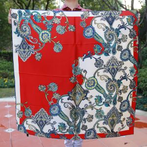 Logo Silk Scarves Digital Printing 100% Silk Satin Square Scarf