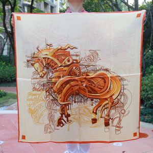 OEM Lady Logo Scarves Digital Printed True Silk Square Scarf 90x90cm