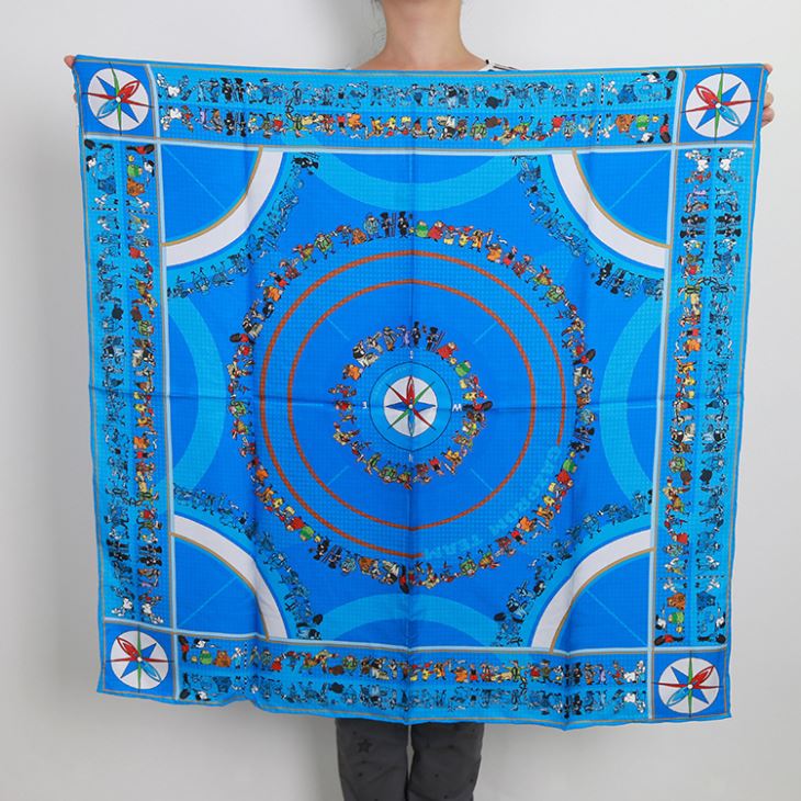 Hand Rolling Silk Twill Square Scarf Digital Printed Bandana