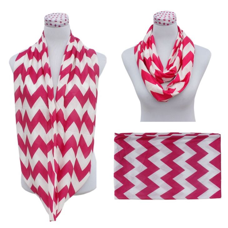 Printing Poly Jersey Cotton Chevron Infinity Scarf