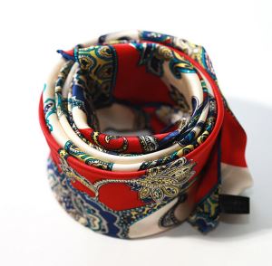 Logo Screen Printing High Quality 14mm Silk Satin Scarves