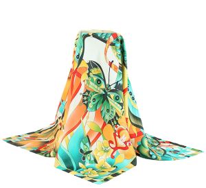Printed Designer Brand Twill Silk Scarf