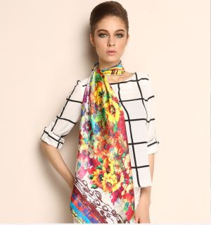 Monogrammed Scarves Digital Print Flower Design