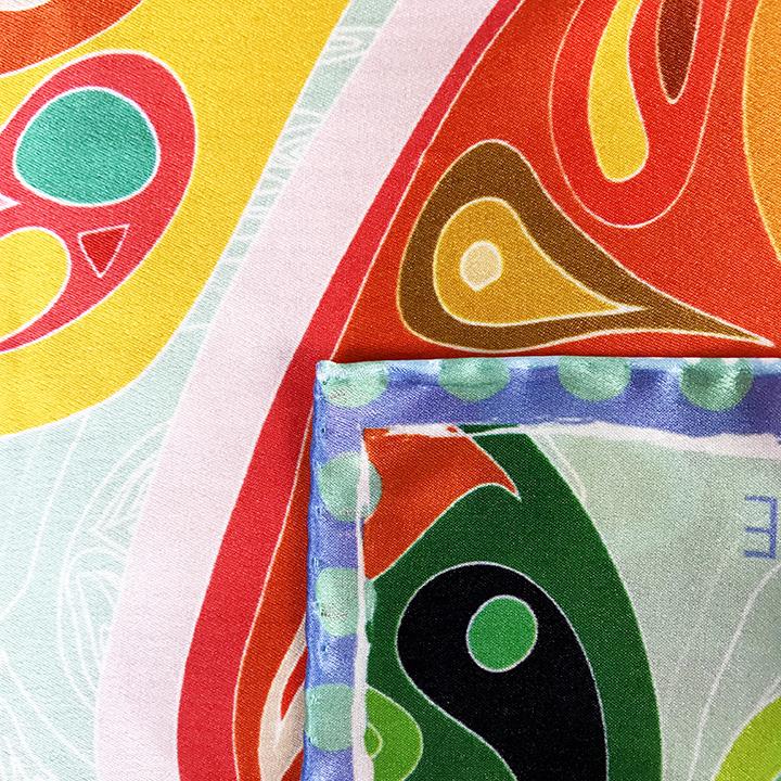 China Custom Print Soft 100% Natural Silk Habotai Square Scarf (4)