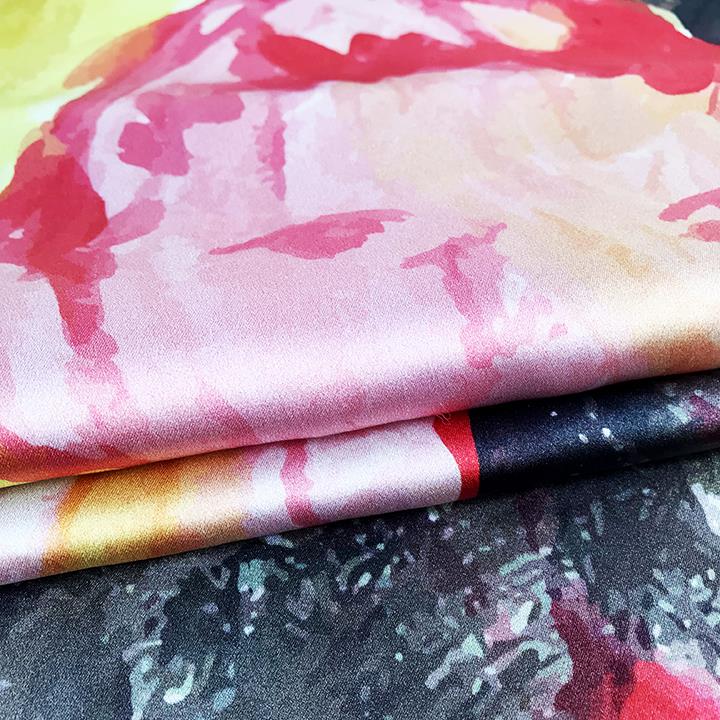 Custom Printed Scarves USA Hand Rolled Hem Silk Satin  (1)