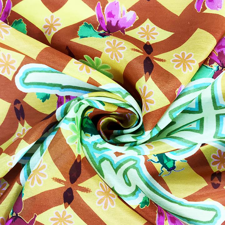 Women Custom Designed Yellow Silk Cotton Handkerchiefs  (4)