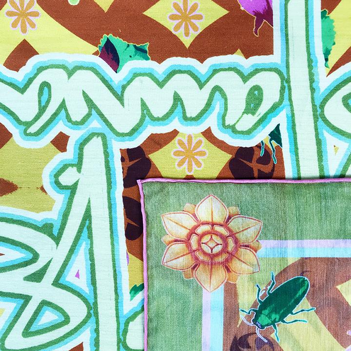 Women Custom Designed Yellow Silk Cotton Handkerchiefs  (3)
