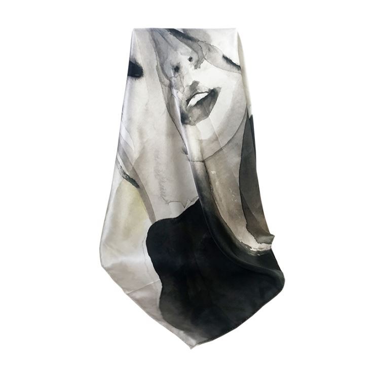 Digital Print Custom Silk Satin Hijab