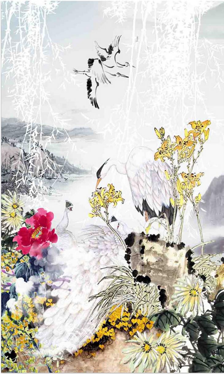 Art Gallery Made Digital Printed Silk Satin Wash Painting Design Scarves