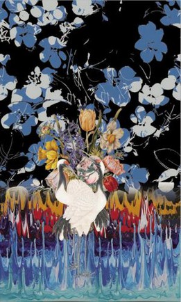 Art Gallery Crane Design Digital Print Silk Satin Scarves