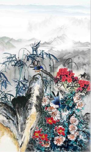 Art Gallery Flowers And Birds Design Digital Printing Silk Satin Scarves
