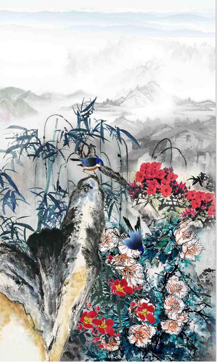 Art Gallery Flowers And Birds Design Digital Printing Silk Satin Scarves