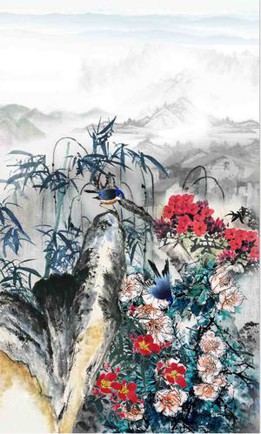 Art Gallery Flowers And Birds Design Digital Printing Silk Satin Scarves
