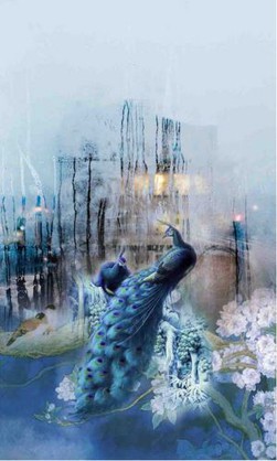 Art Gallery Tailor Digital Print Silk Satin Peacock Design Scarves