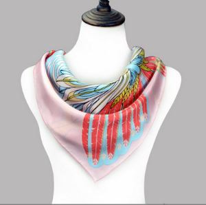 Australia Fashion Brand Personalized Feather Design Screen Print Tiwll Silk Scarves