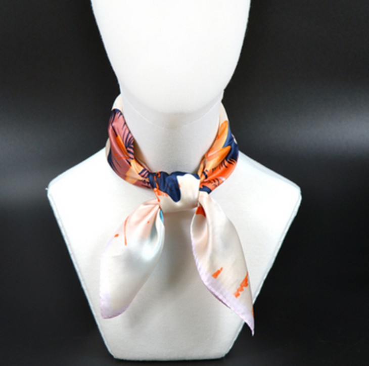 Bank Uniform Silk Scarf Hand Print Small Square Scarves