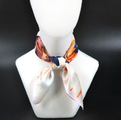 Bank Uniform Silk Scarf Hand Print Small Square Scarves
