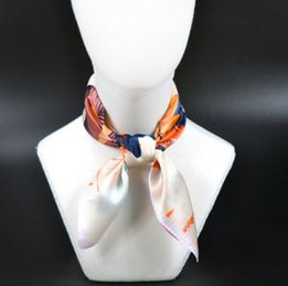 Bank Uniform Silk Scarf Hand Print Small Square Scarves