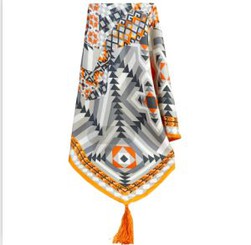 Printed Silk Twill Scarf With Tassel