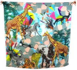 Digital Print Pure Wool Extra Large Square Scarves For UK Client Unique Animal Parinting Design