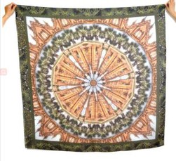 Digital Printed Pure Chiffon Bandana For French Chateau Unique Castle Design