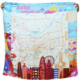 Shandong Government Custom Digital Printed Satin Silk Scarves