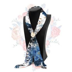 Digital Printed Satin Silk Scarves For Art Gallery Coloful Flower Painting Design
