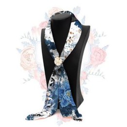 Digital Printed Satin Silk Scarves For Art Gallery Coloful Flower Painting Design
