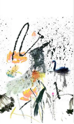 Digital Printed Silk Satin Scarves For Art Gallery Unique Wash Painting Design