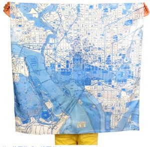 Custom Digital Printing Habotai Silk Scarves For Government USA Special Washington Map Design