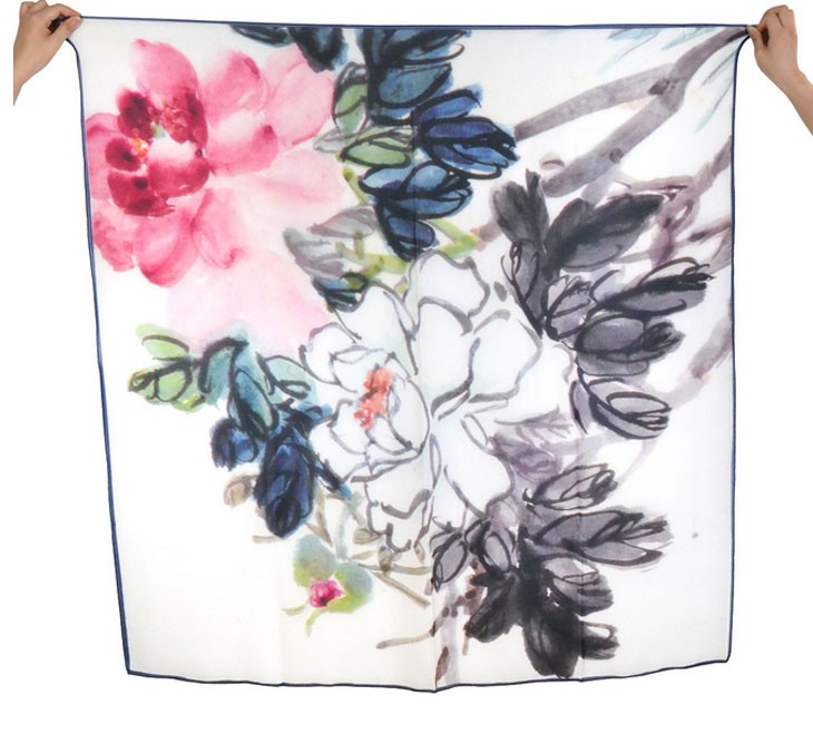 Silk Satin Geogettee Shawls For Chiness Art Gallery
