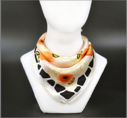 Hand Print Pure Satin Silk Small Square Scarves For Iran Client