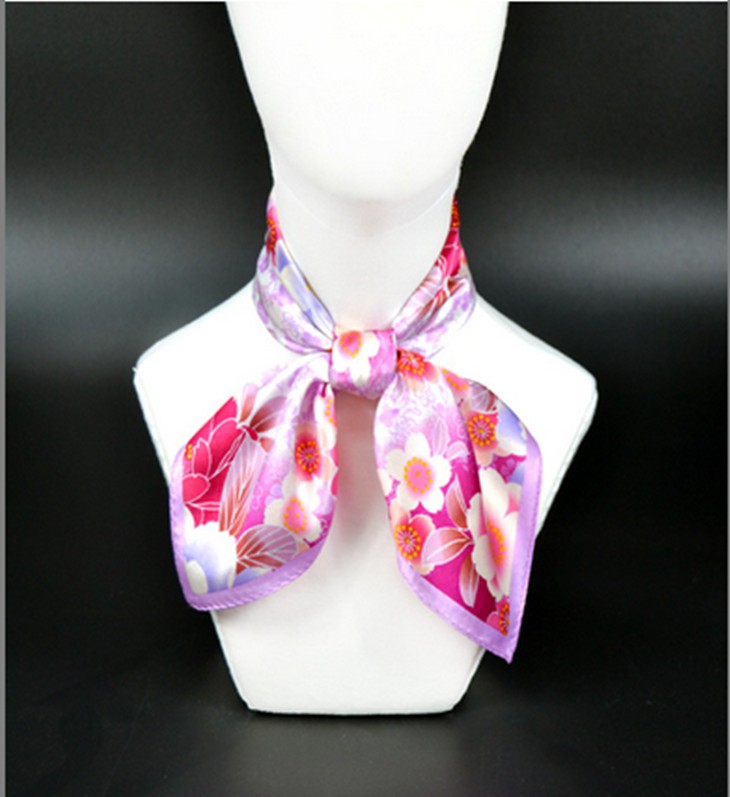 USA Client Hand Printed Pure Satin Silk Small Square Scarves