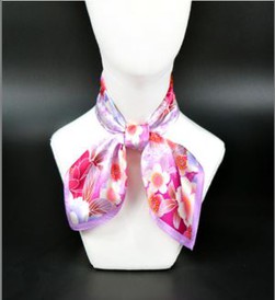 USA Client Hand Printed Pure Satin Silk Small Square Scarves