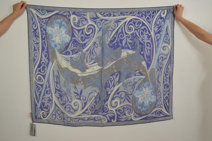 Russia Client Hand Screen Printed 80s Pure Wool Square Scarves