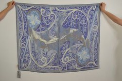 Russia Client Hand Screen Printed 80s Pure Wool Square Scarves