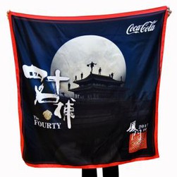 Logo Digital Print Polyester Satin Scarves For Coca Cola Unique Image Design