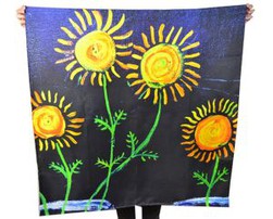 Sunflowers oil painting silk twill scarves