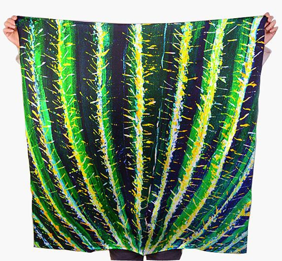 Oil Painting Style Pure Silk Satin Scarves