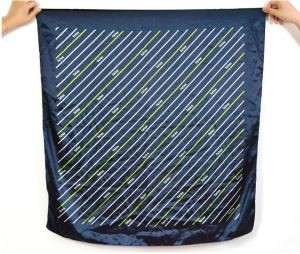 Logo Hand Screen Print Polyester Satin Scarves For Fotex