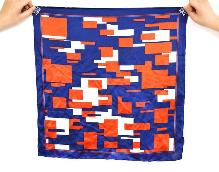Logo Hand Screen Printing Silk Satin Scarves For Holland Airline