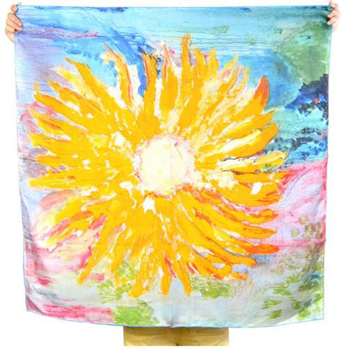Made Digital Printing Twill Silk Bandana For Art Gallery USA Special Gouache Design Scarves