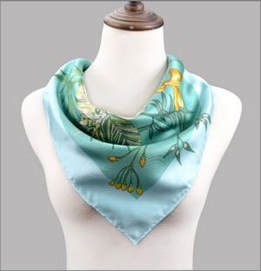 Made Hand Printed Twill Silk Square Scarves For Art Gallery