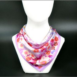 Made Hand Screen Printing Satin Silk Small Square For UK Client