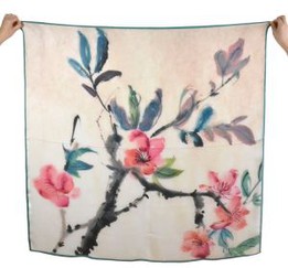 Made Satin Georgette Silk Large Square Scarves For Art Gallery