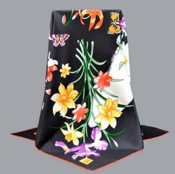 Screen Print Twill Silk Scarves For Art Festival Holland Flower Painting