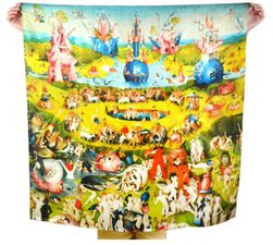 Silk Satin Scarves For Museum USA The Garden Of Earthly Delights Oil Painting Design
