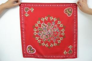 German Client Customized Screen Printed Small Square Polyester Twill Scarves