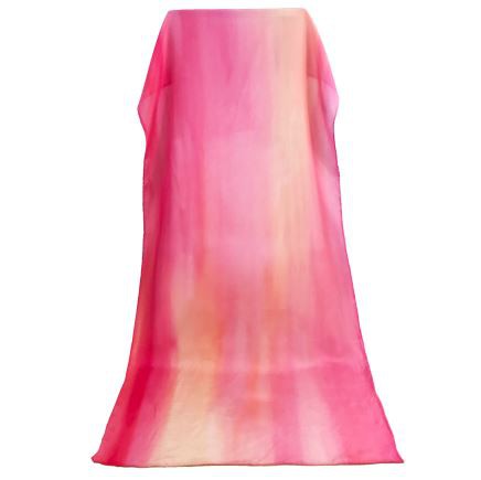 Digital Print Silk Chiffon Long Scarf With Hand Hem